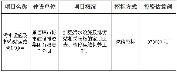 污水設(shè)施及排澇站運維管理項目招標(biāo)計劃公告