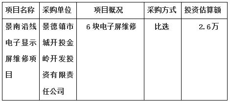 景南沿線電子顯示屏維修項目采購計劃公告